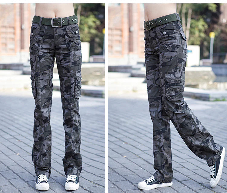 Casual Fashion Women's Camouflage Full Length Jogger Cargo Pants Trousers