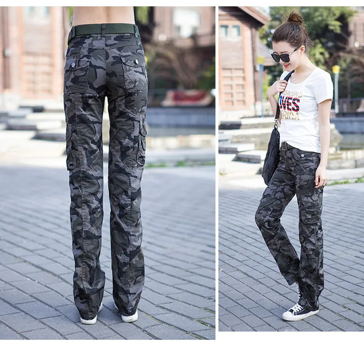 Casual Fashion Women's Camouflage Full Length Jogger Cargo Pants Trousers