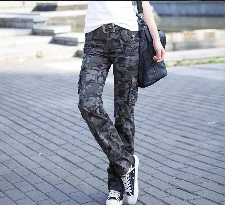 Casual Fashion Women's Camouflage Full Length Jogger Cargo Pants Trousers