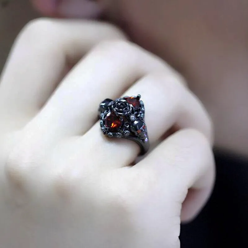 Casual Fashion Women's Charm Black Skull Wedding Party Engagement Rings