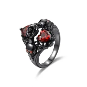 Casual Fashion Women's Charm Black Skull Wedding Party Engagement Rings