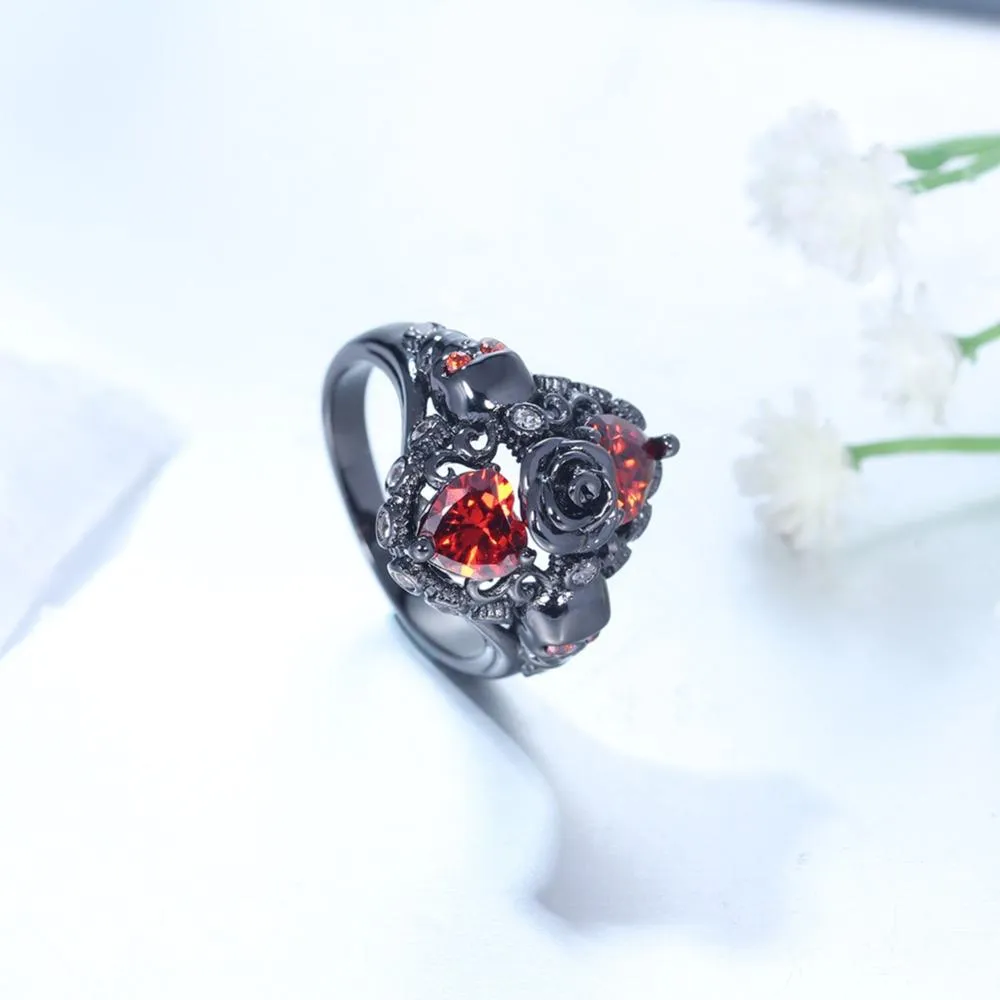 Casual Fashion Women's Charm Black Skull Wedding Party Engagement Rings