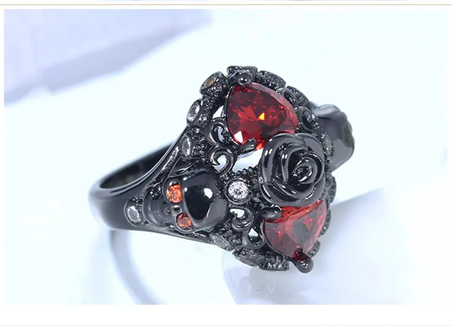 Casual Fashion Women's Charm Black Skull Wedding Party Engagement Rings