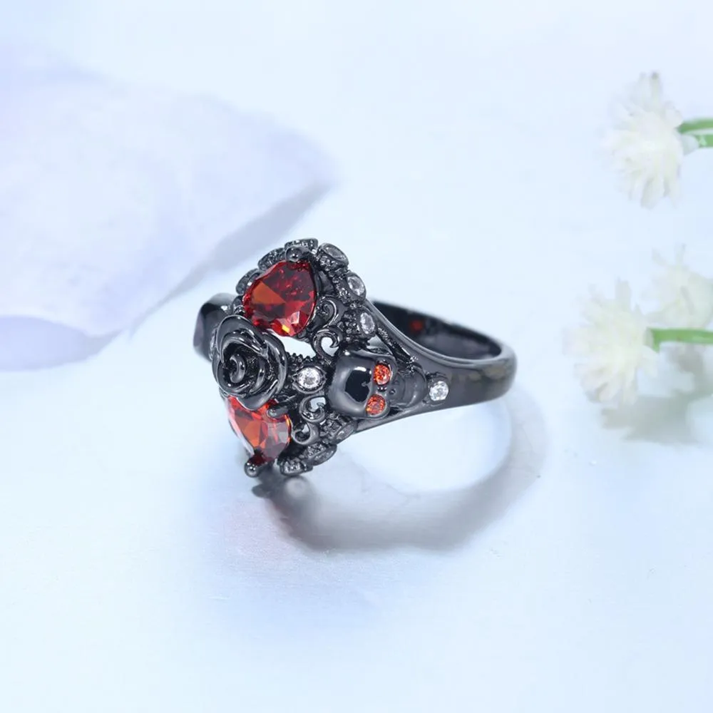 Casual Fashion Women's Charm Black Skull Wedding Party Engagement Rings