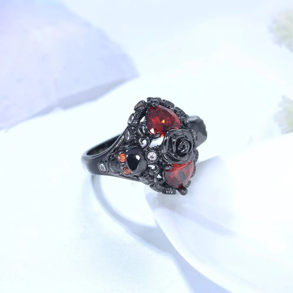 Casual Fashion Women's Charm Black Skull Wedding Party Engagement Rings