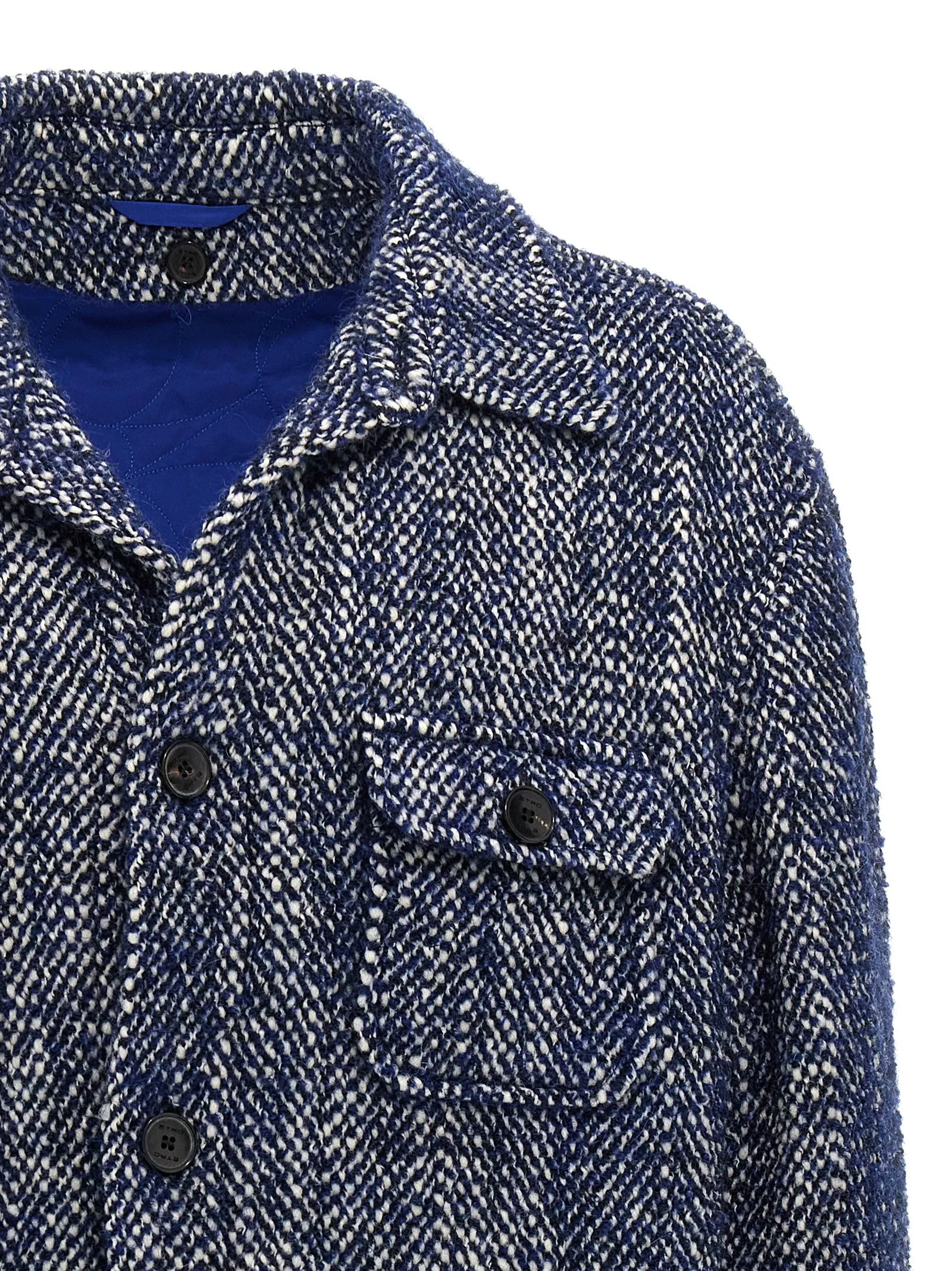 Chevron Wool Jacket Casual Jackets, Parka Blue