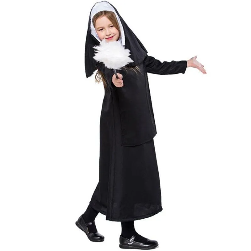 Children Virgin Mary Nuns Dress for Kid Girl Nuns Arabic Religion Monk Ghost Costume Halloween Party cosplay Uniform