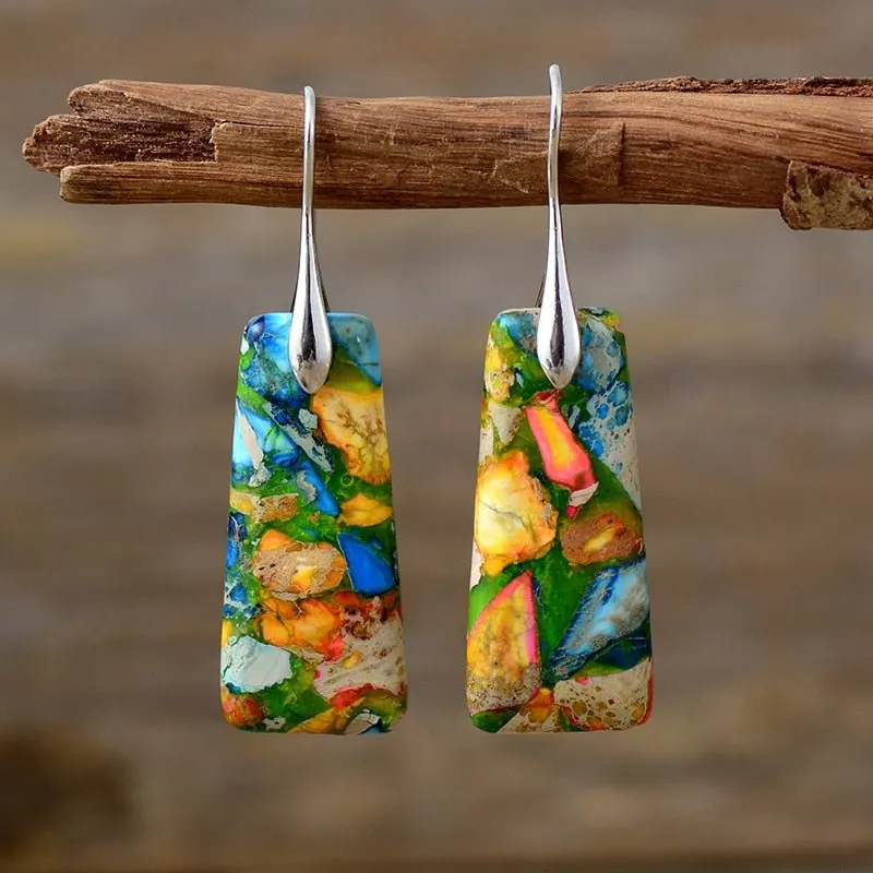 Citrine Lagoon Jasper Dangle Earrings