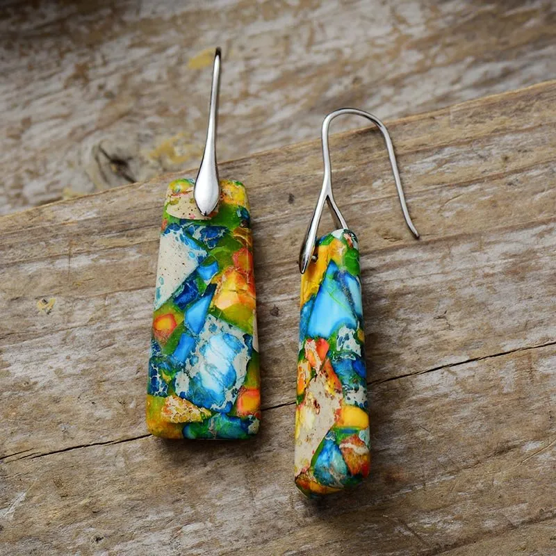 Citrine Lagoon Jasper Dangle Earrings