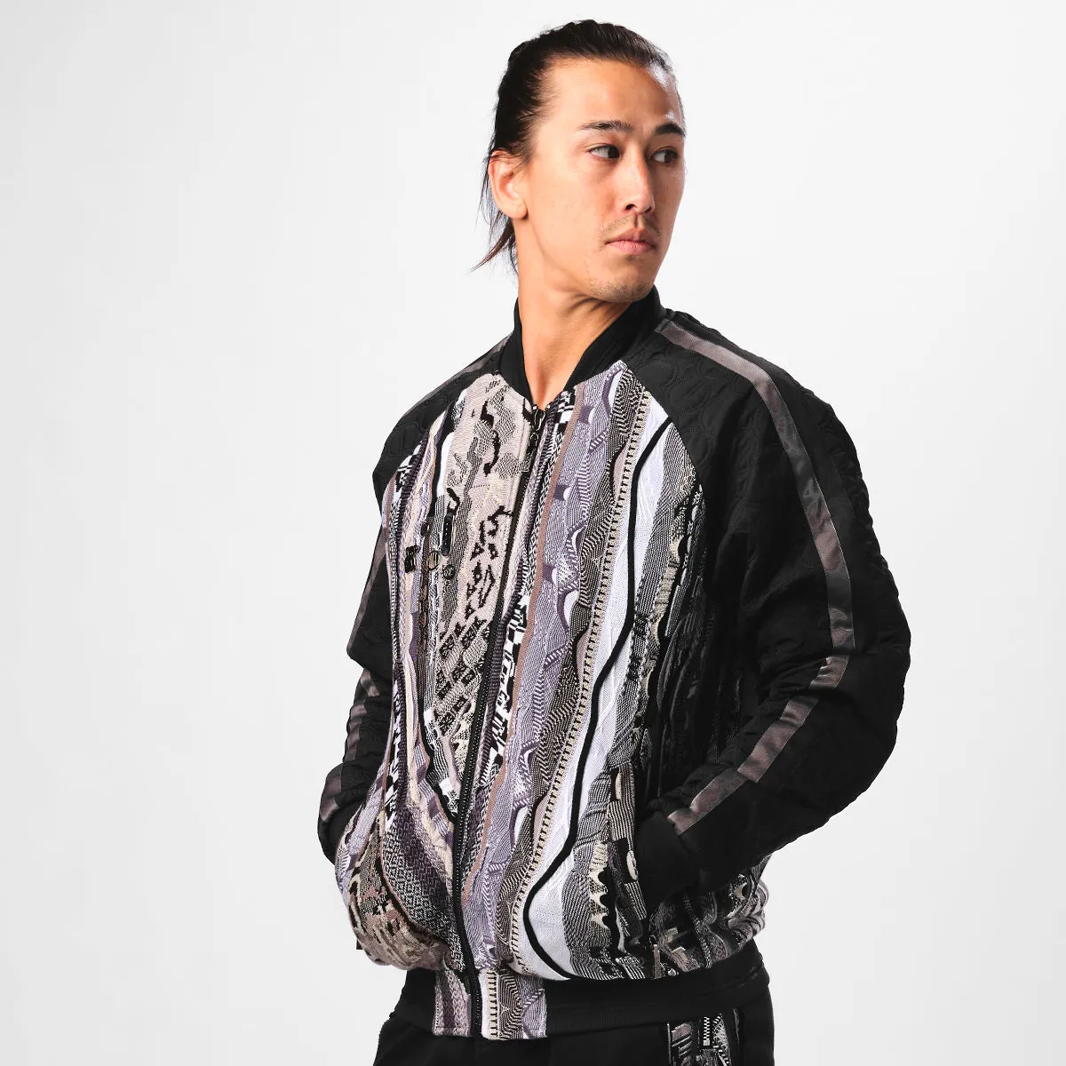 COOGI Sweater Patched Jacket-Black