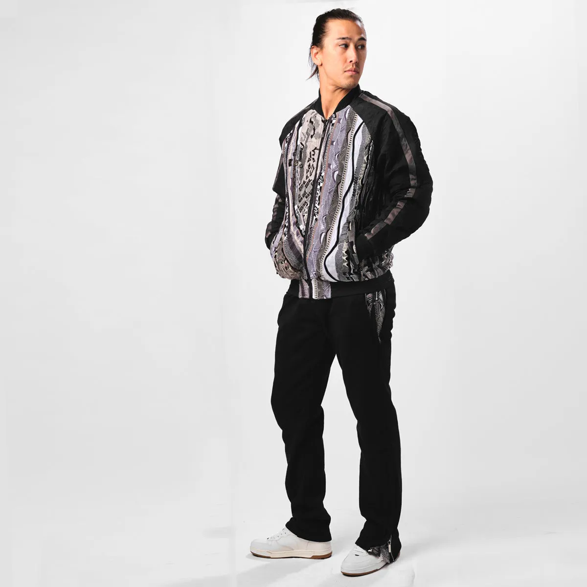 COOGI Sweater Patched Jacket-Black