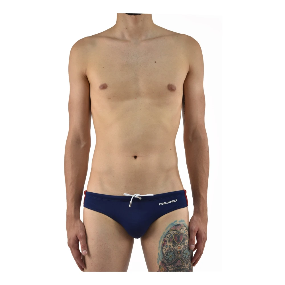 Costume da Bagno Blu Uomo con Lacci Bianchi