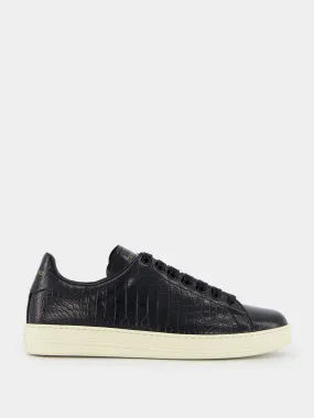 Croc-Print Warwick Black Sneakers