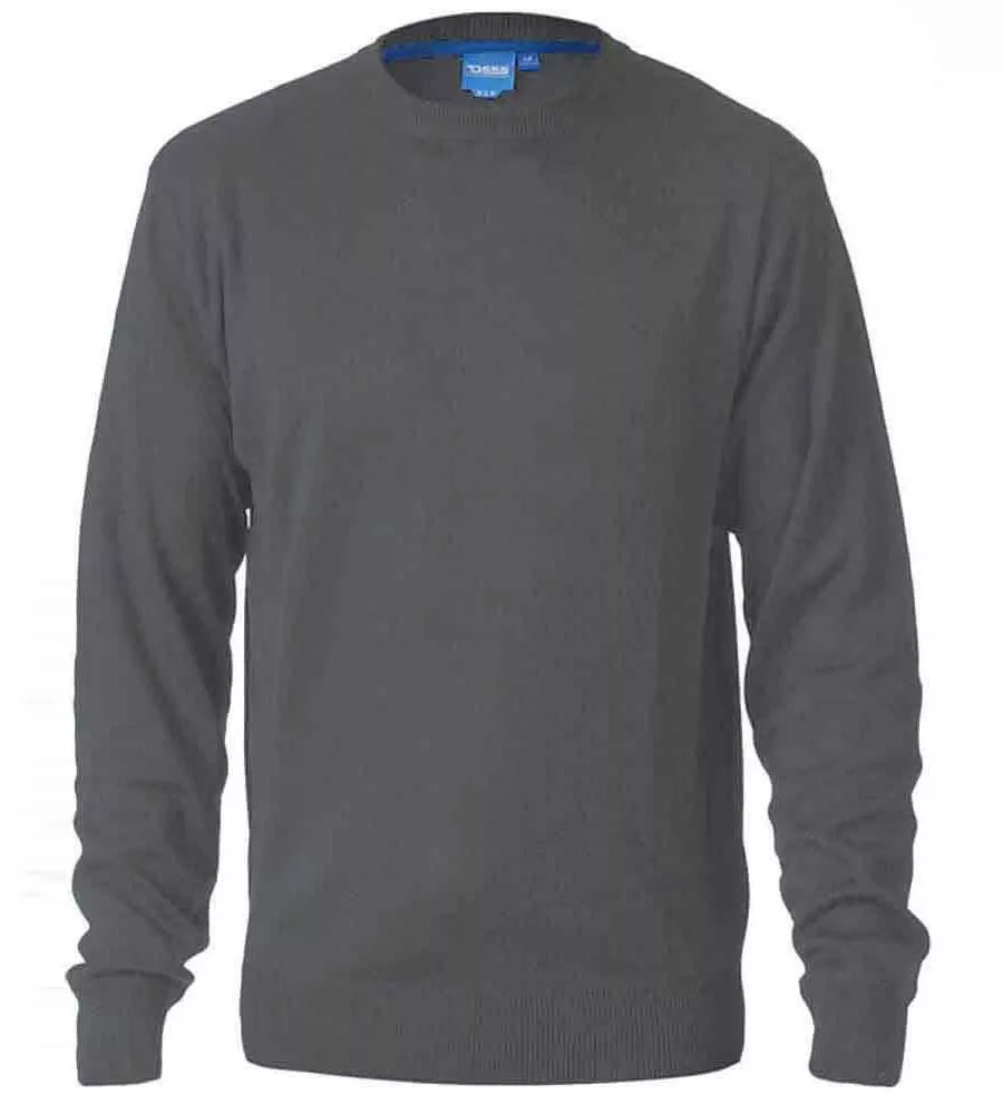 D555 Big Mens Charcoal Plain Crew Neck Sweater (ADKIN 3)