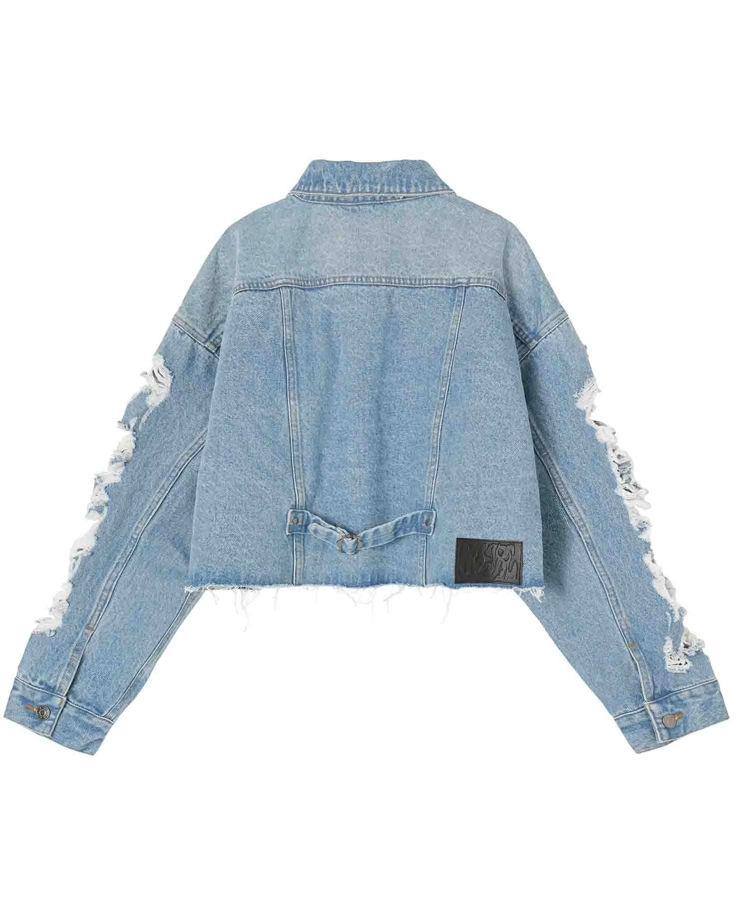 DISTRESSED CROPPED DENIM JACKET