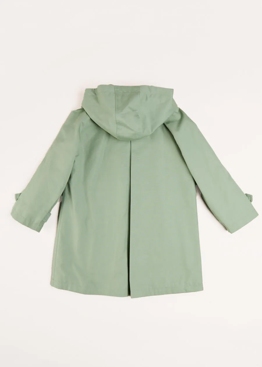 Double Breasted Coat with Detachable Hood in Green (18mths-10yrs)