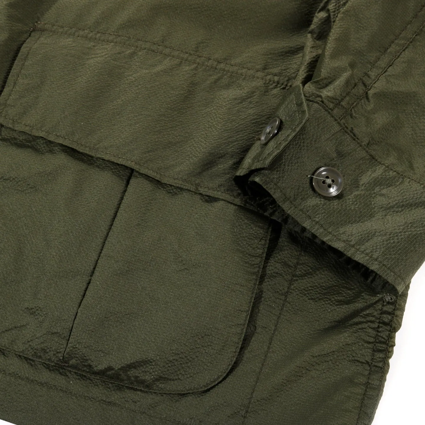 ENGINEERED GARMENTS JUNGLE FATIGUE JACKET OLIVE NYLON MICRO RIPSTOP