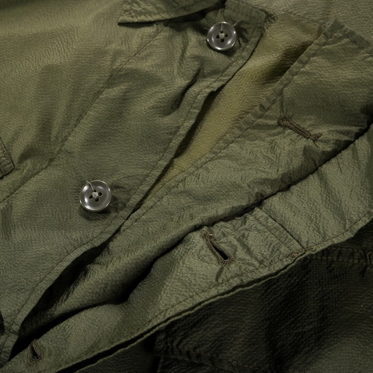 ENGINEERED GARMENTS JUNGLE FATIGUE JACKET OLIVE NYLON MICRO RIPSTOP