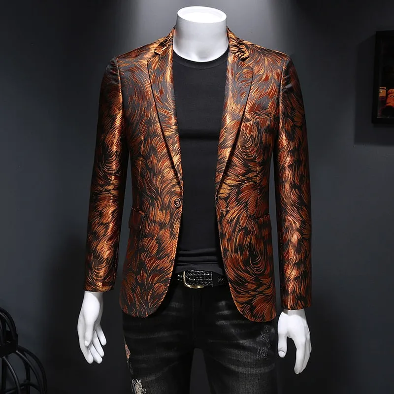 England Style Luxury Polyester Slim Fit Casual Suit Blazer for Men