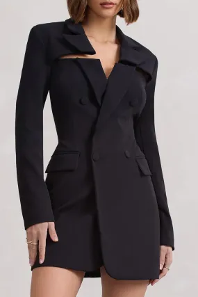 Everyone's Watching | Black Fitted Cut-Out Blazer Mini Dress