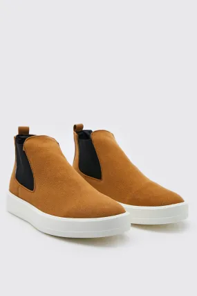 Faux Suede Chunky Chelsea Boot