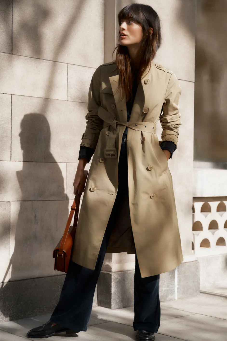 Faye Frill Trench Coat - Tan