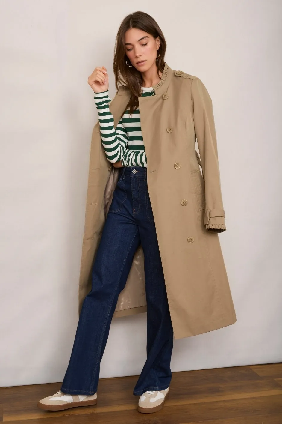 Faye Frill Trench Coat - Tan