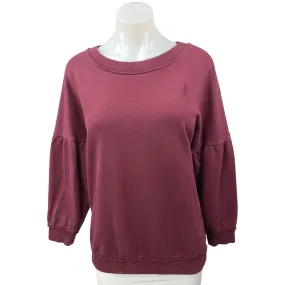 Free People Women's Purple Drop Shoulder Balloon Sleeve Pullover Sweater Top XS