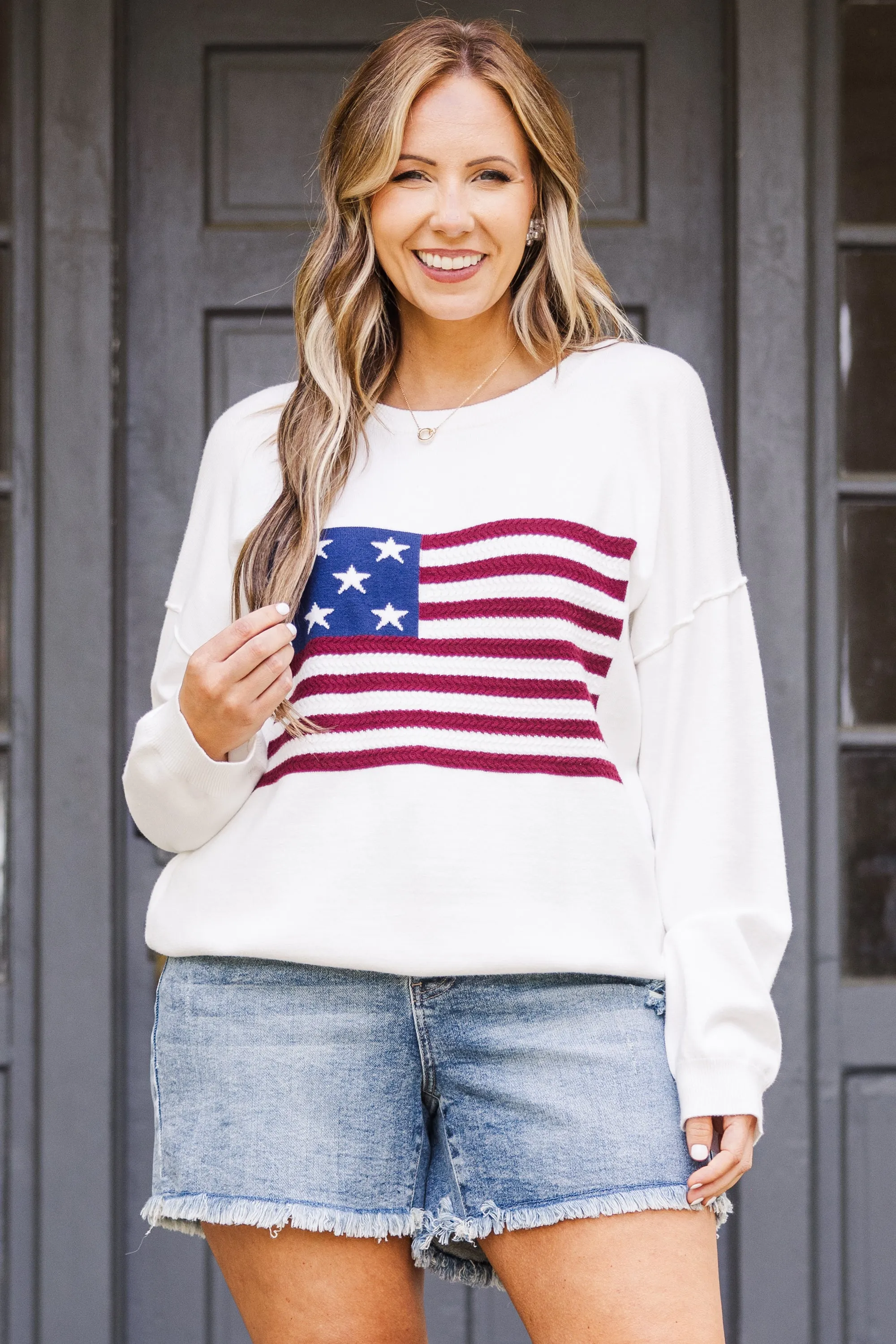 From Sea to Shining Sea Sweater, White