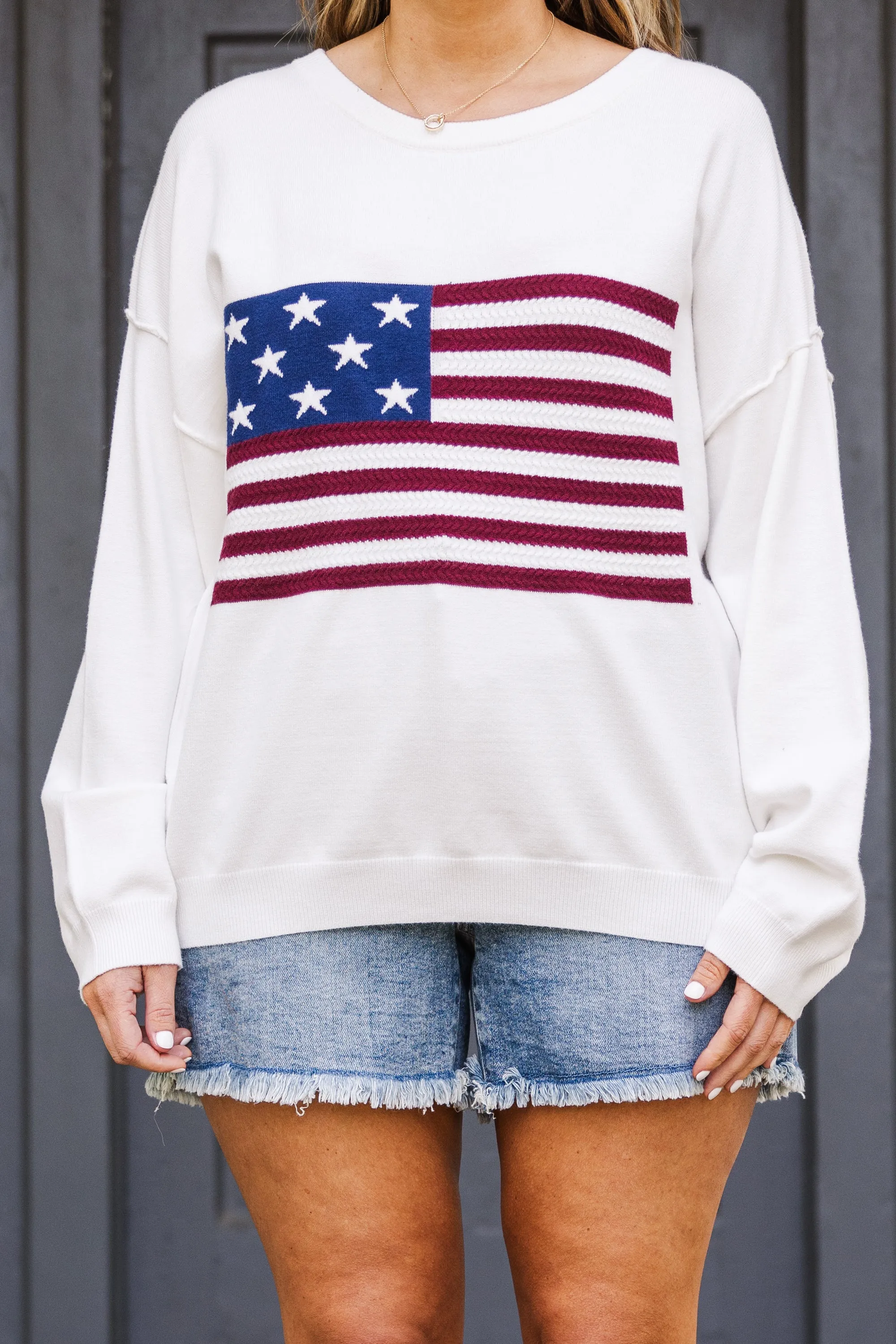 From Sea to Shining Sea Sweater, White