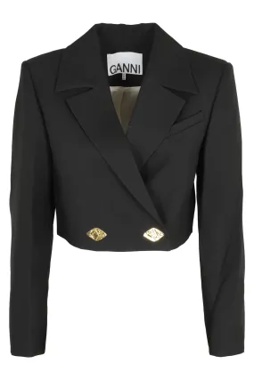 Ganni Double-Breasted Cropped Jacket