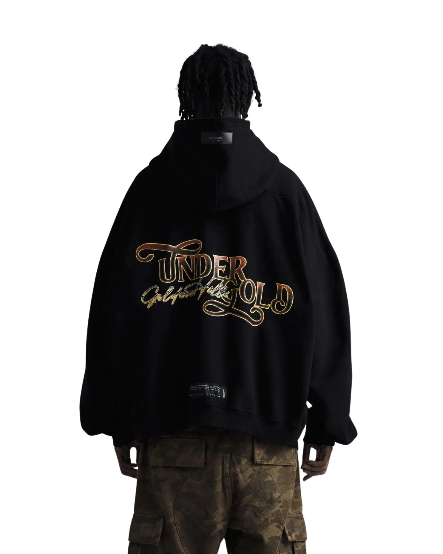 Golden Hills III Vintage Basic Zip Up Hoodie - Black