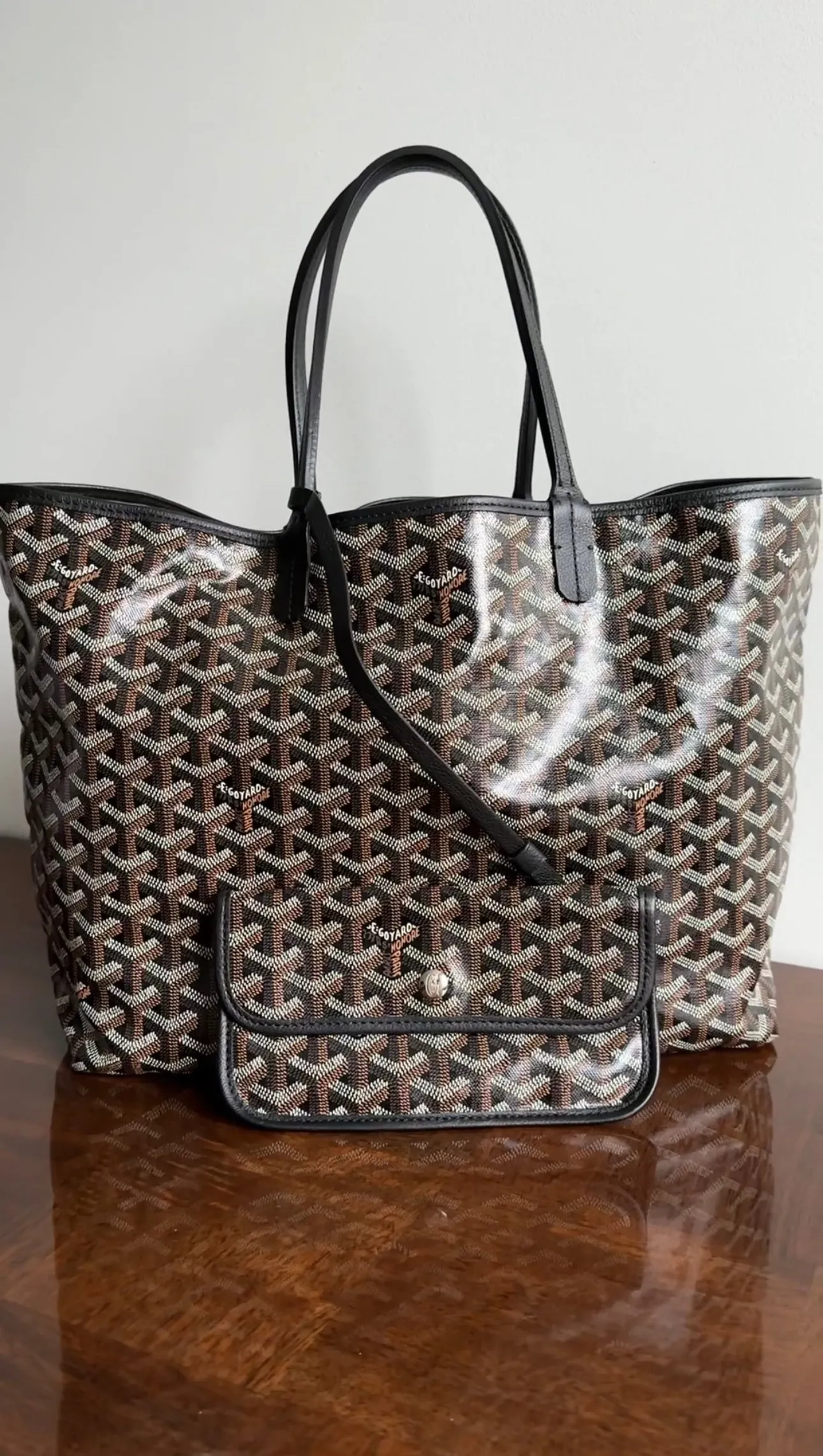 Goyard Black and Brown Coated Canvas St Louis Tote Bag PM