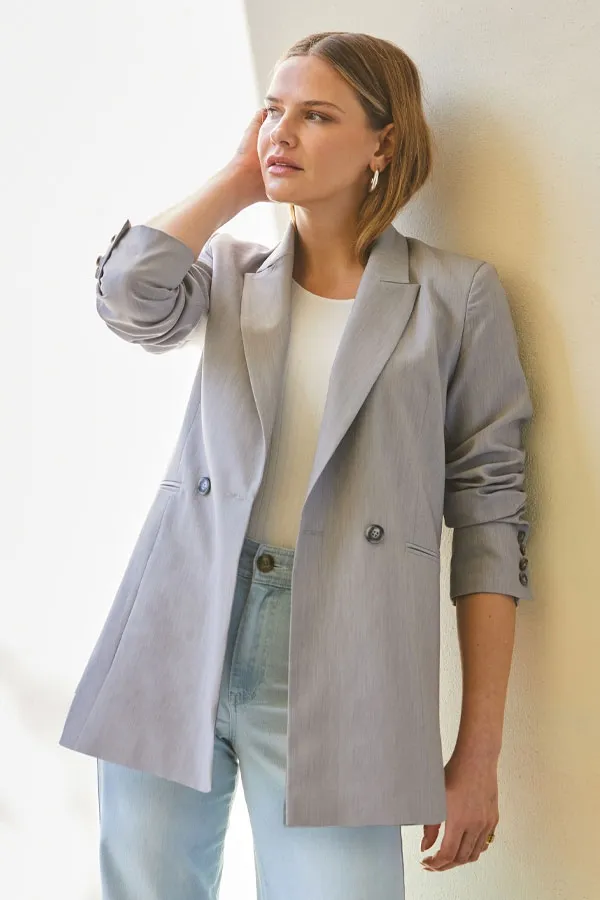 Grey Double Breasted Blazer