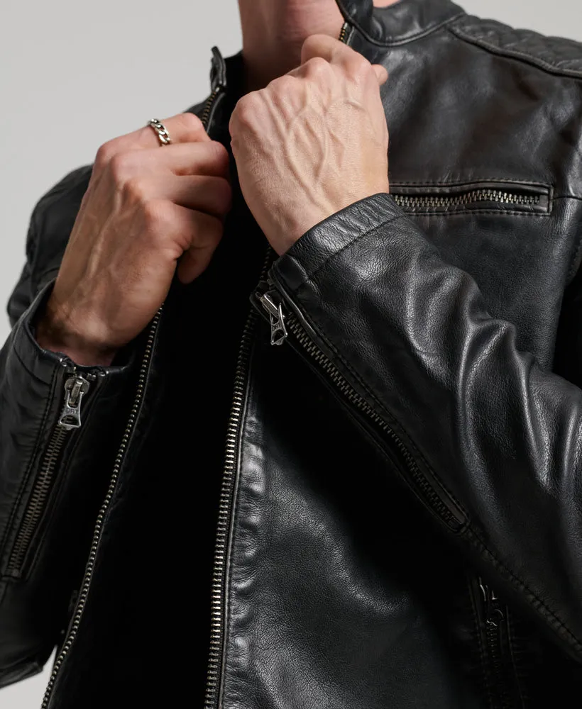 Heritage Leather Moto Racer Jacket | Black