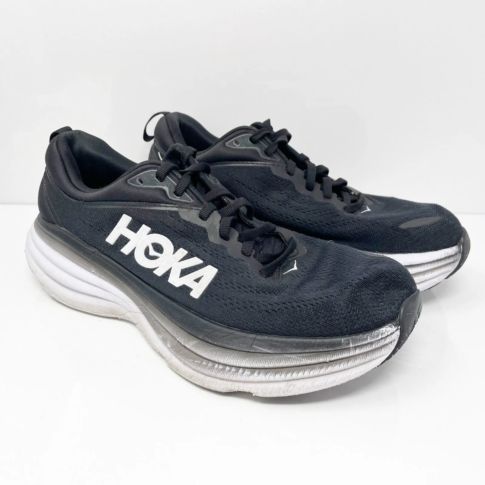 Hoka One One Womens Bondi 8 1127952 BWHT Black Running Shoes Sneakers Size 10 B