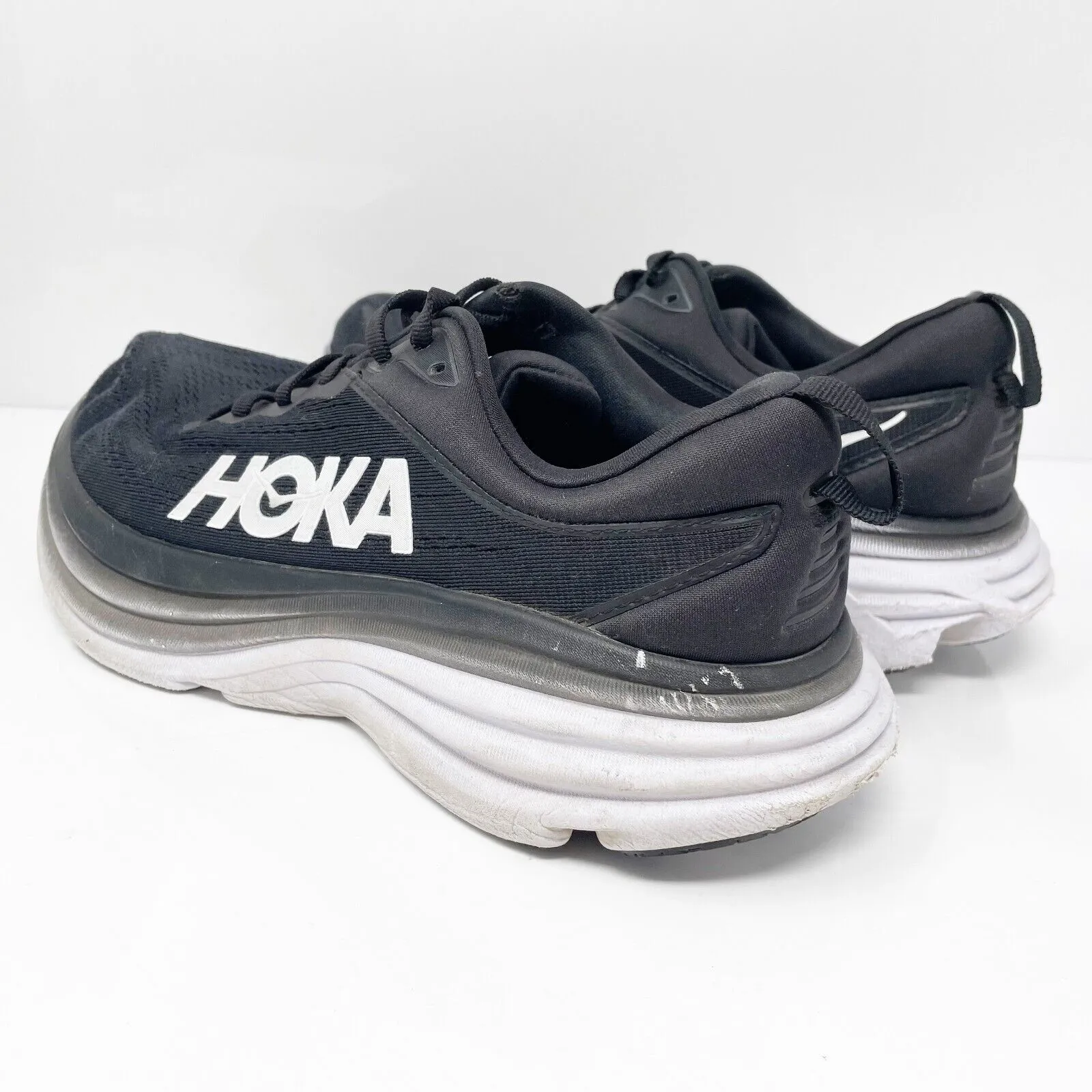 Hoka One One Womens Bondi 8 1127952 BWHT Black Running Shoes Sneakers Size 10 B