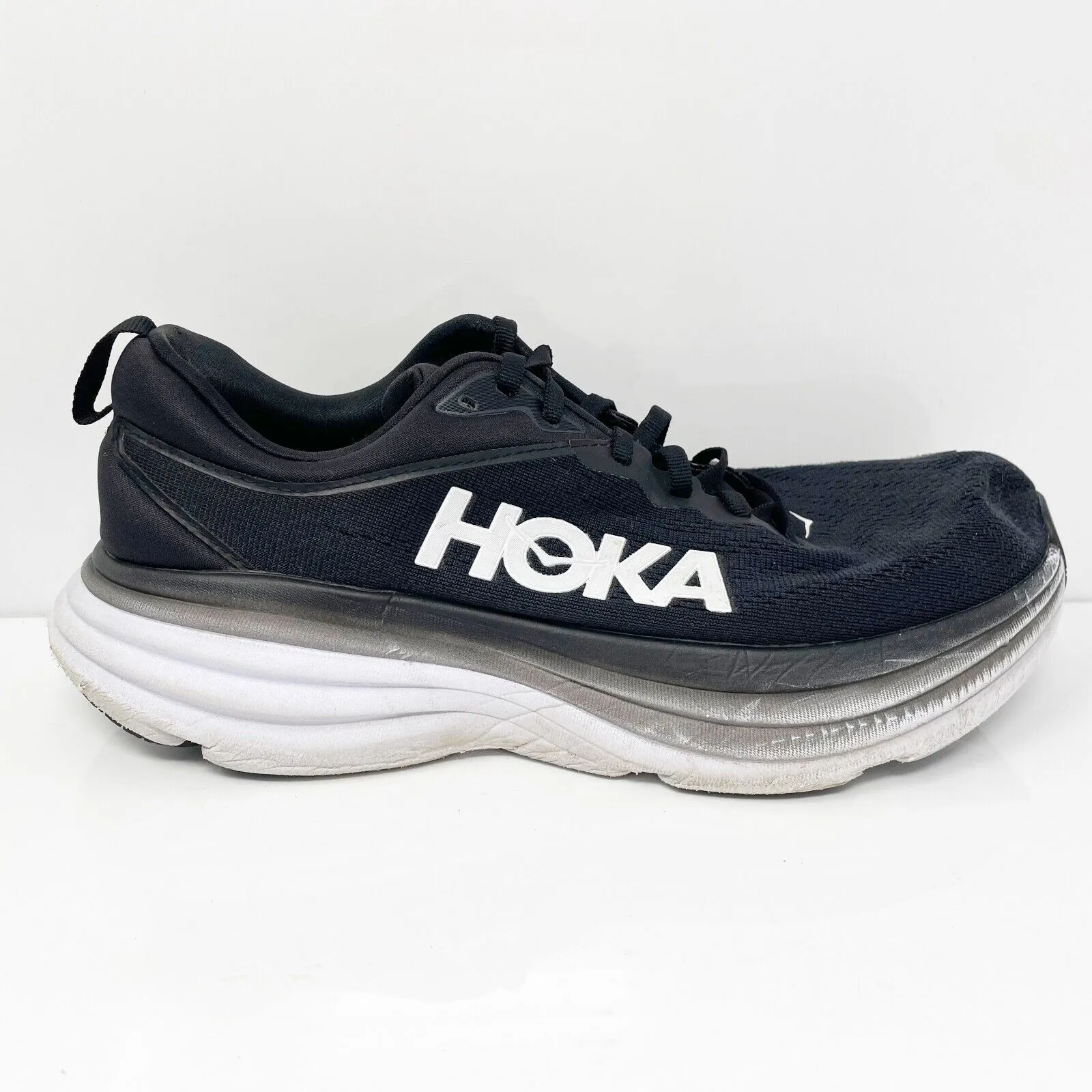 Hoka One One Womens Bondi 8 1127952 BWHT Black Running Shoes Sneakers Size 10 B