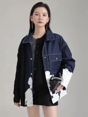 Hunna Irregular Denim Knit Jacket - Black