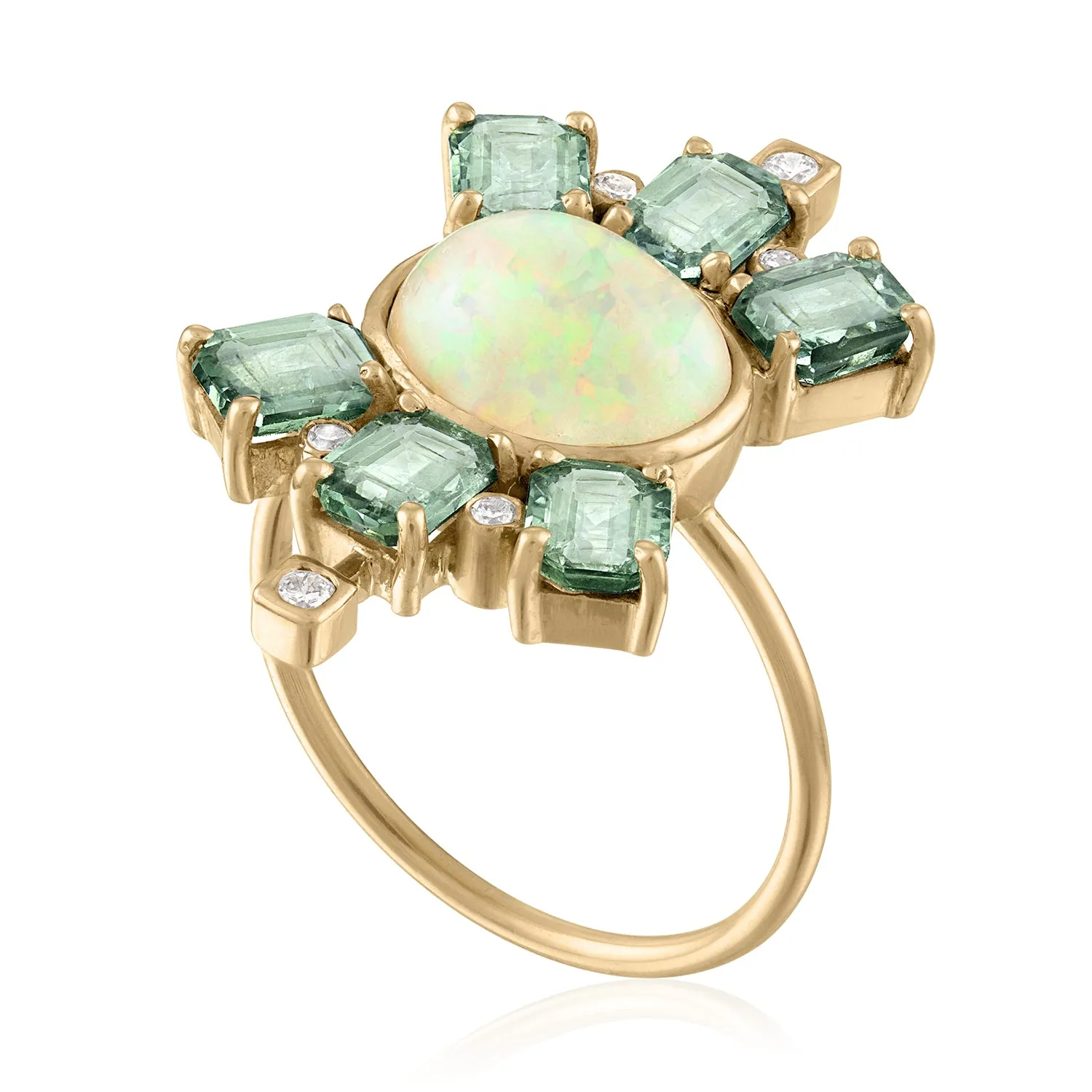 IMPERIAL ETHIOPIAN OPAL AND GREEN SAPPHIRE RING