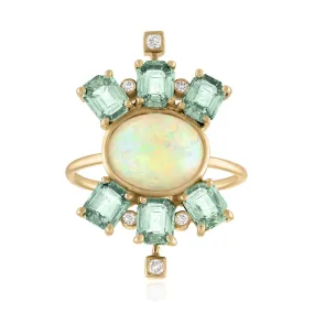 IMPERIAL ETHIOPIAN OPAL AND GREEN SAPPHIRE RING