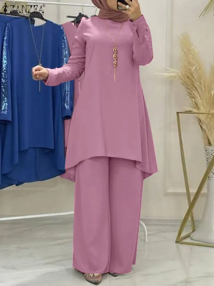 Islamic Clothing Spring Long Sleeve Sequin Blouse Pants Suits