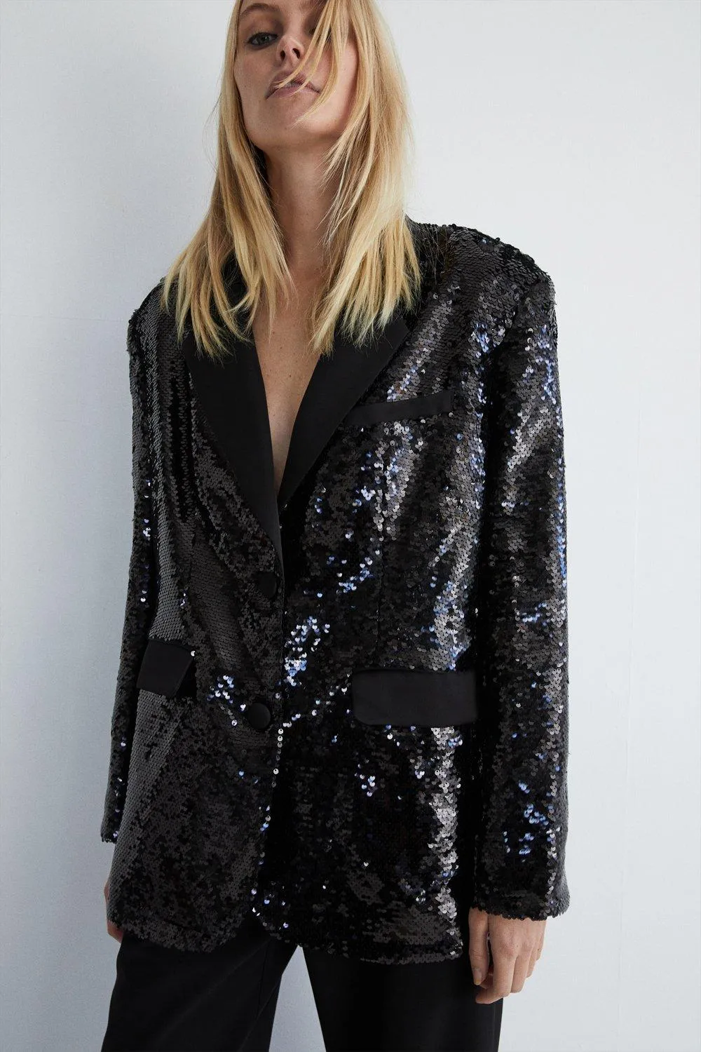 Jackets & Coats | Sequin Oversized Blazer | Warehouse