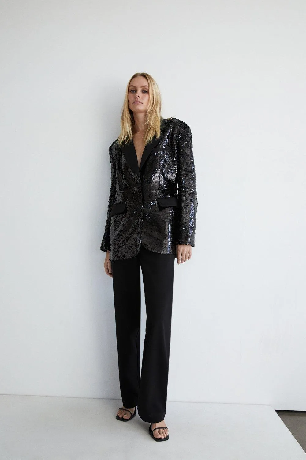 Jackets & Coats | Sequin Oversized Blazer | Warehouse