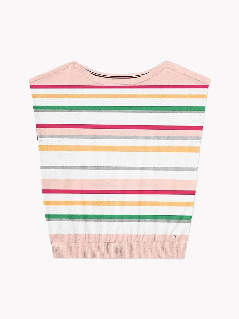 Jocelyn Stripe Sweater Tee (Womens) - Pink/ White