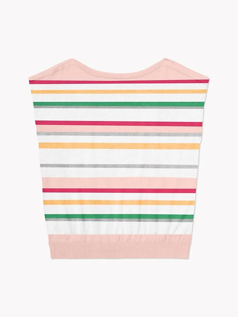 Jocelyn Stripe Sweater Tee (Womens) - Pink/ White