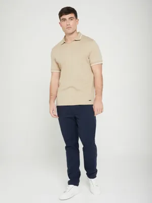 Jon Parka Stone Notch Neck Polo Shirt | Men | George at ASDA