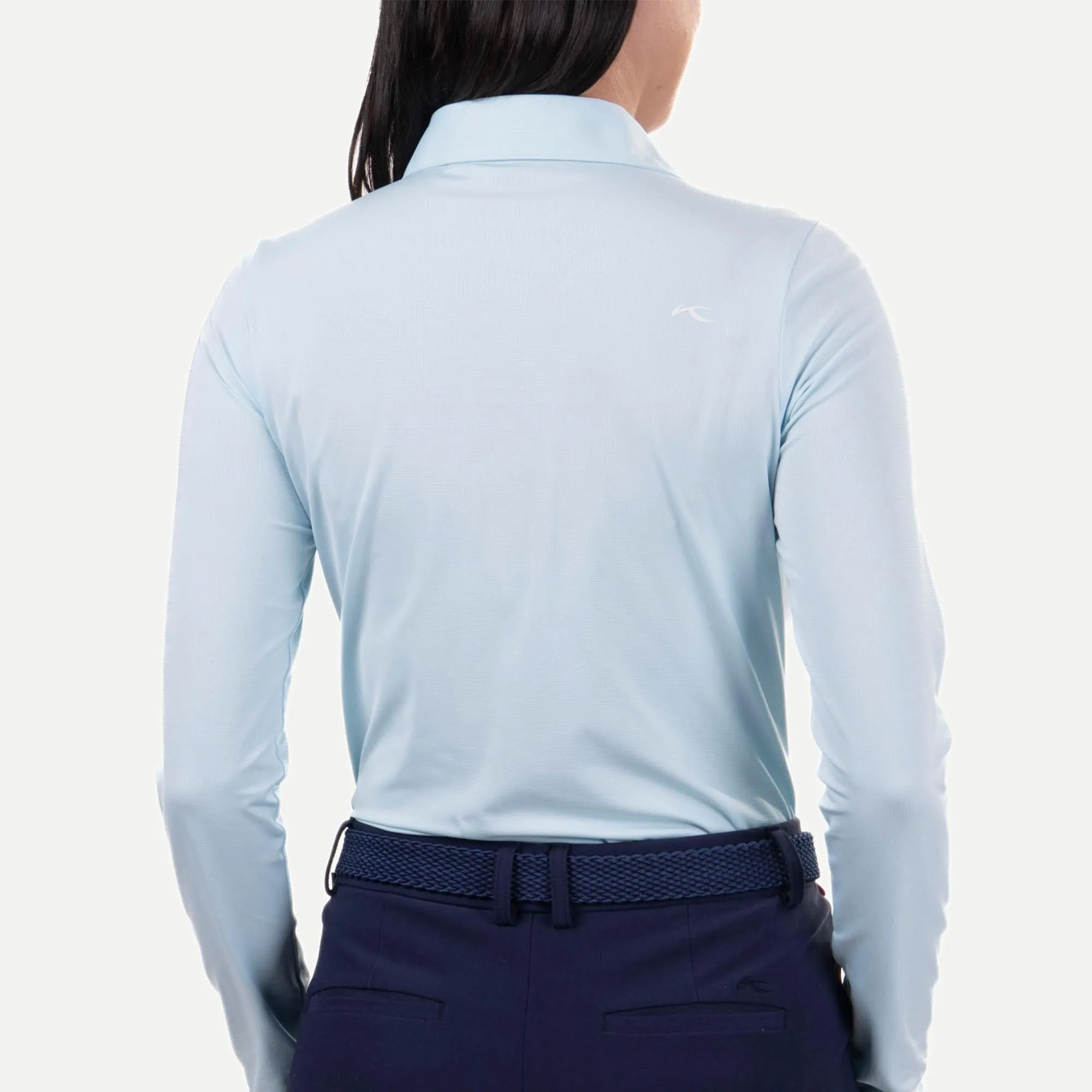 KJUS Collagen Ladies Long Sleeve Golf Polo Shirt Icy Blue