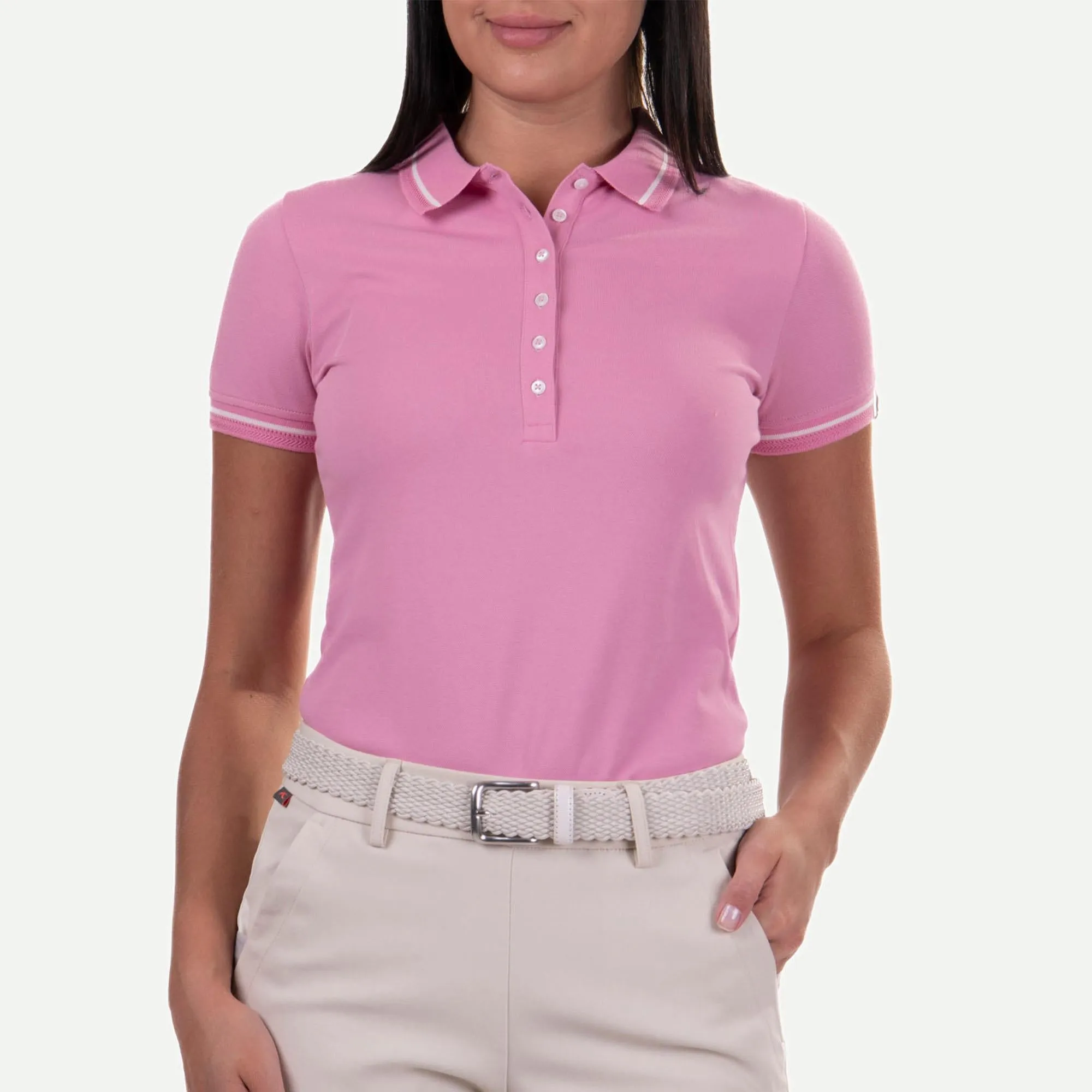 KJUS Sanna Ladies Golf Polo Shirt Pink Sorbet