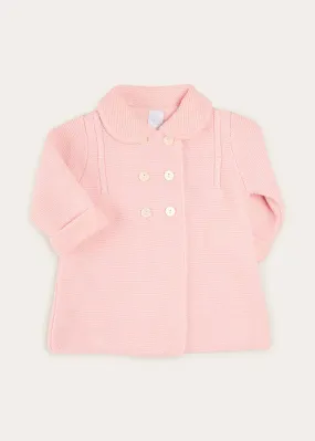 Knitted Double Breasted Coat In Pink (6mths-2yrs)